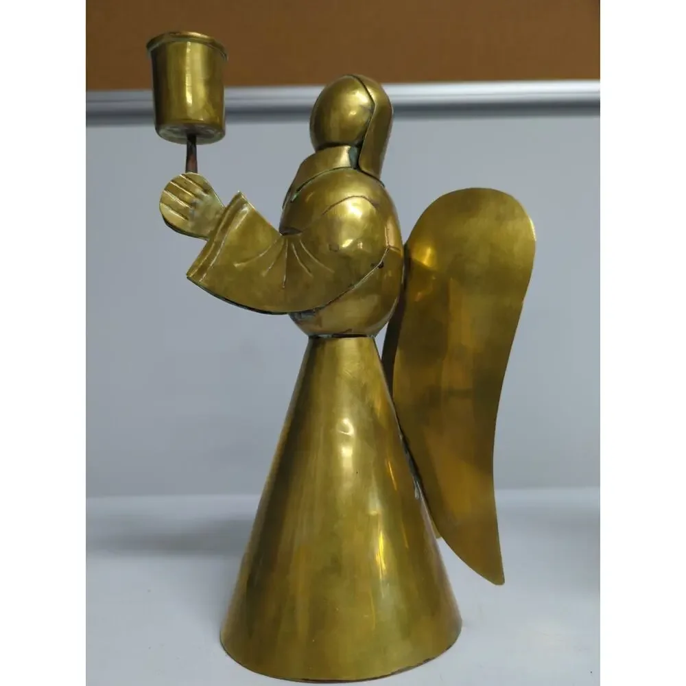 Angel Candle Holders Made In Mexico Copper Brass Set Of 2 Christmas Holiday